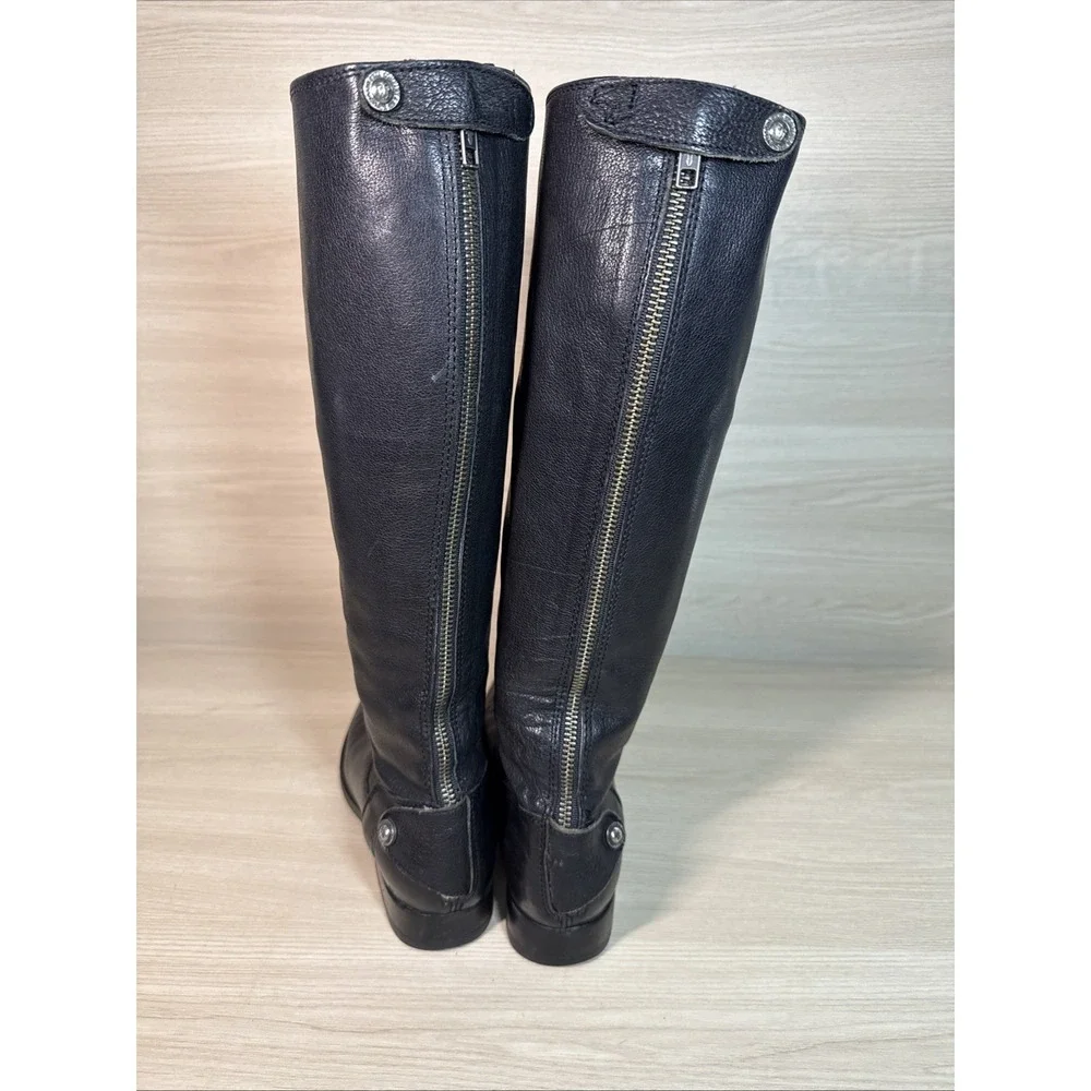 Frye 76430 Melissa Button Black Soft Leather Knee-High Riding Women's Boots 7.5B